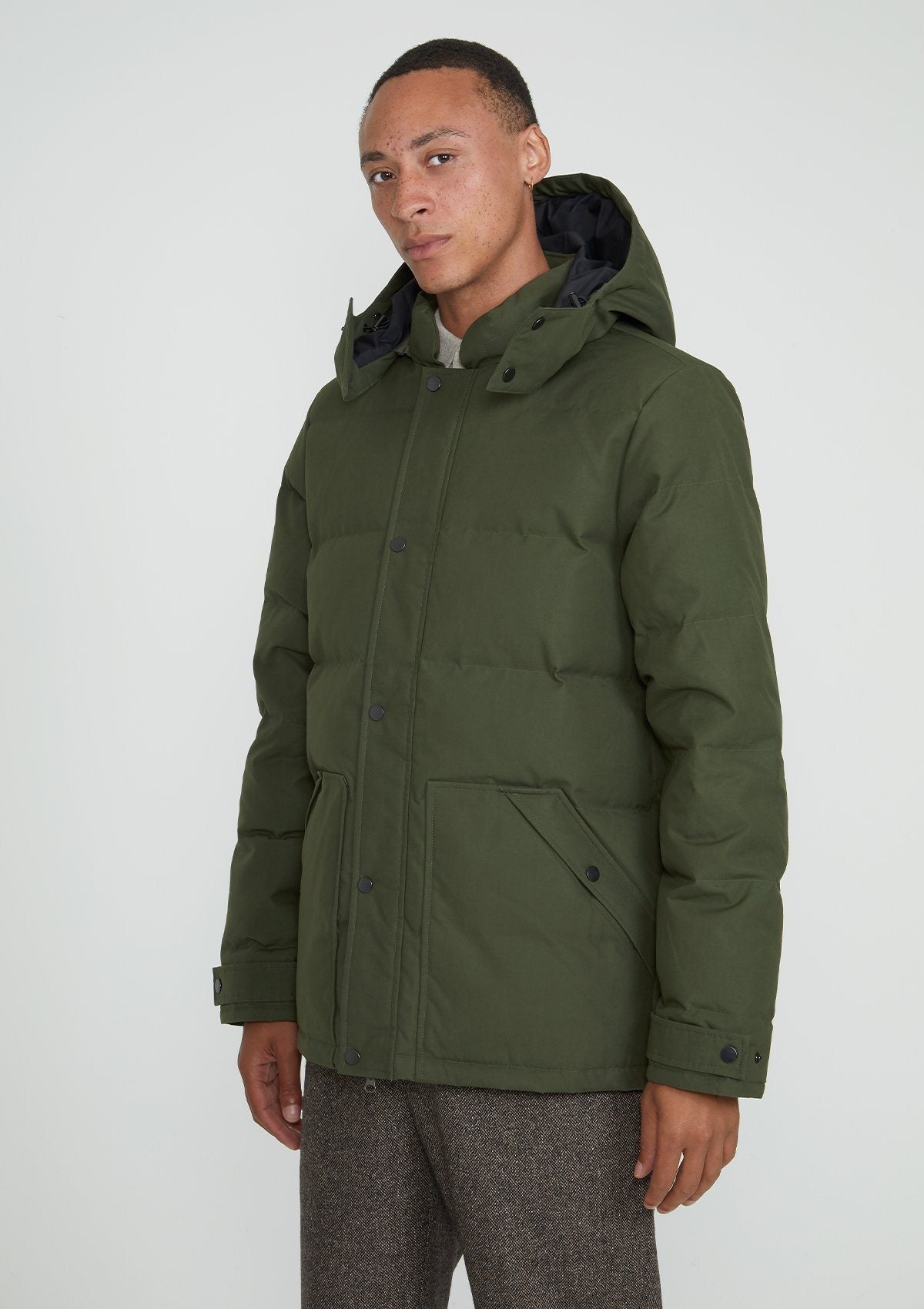 Olive Ventile Organic Cotton Down Jacket, Jackets - SIRPLUS