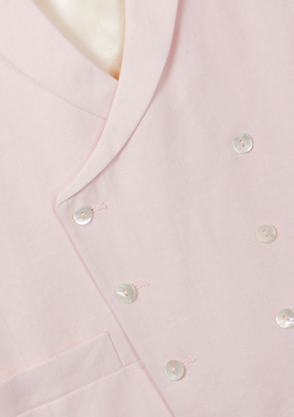 Pale Pink Peak Lapel Double Breasted Waistcoat, Double Breasted Waistcoats - SIRPLUS