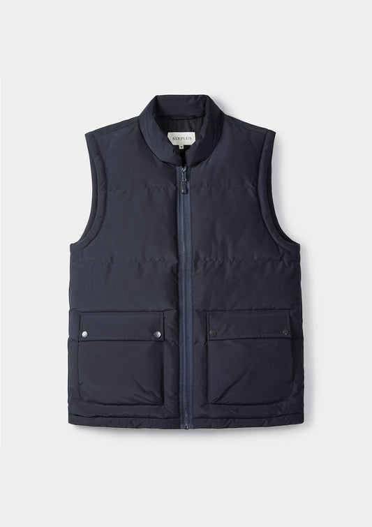 Waterproof Navy Padded Recycled Gilet, Gilets - SIRPLUS