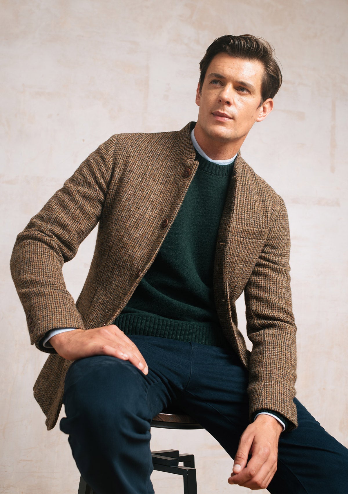 Brown Harris Tweed Nehru Jacket, Nehru Jackets - SIRPLUS