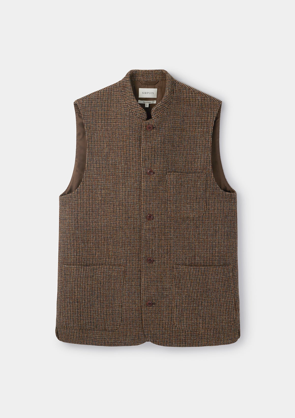 Brown Harris Tweed Nehru Waistcoat, - SIRPLUS