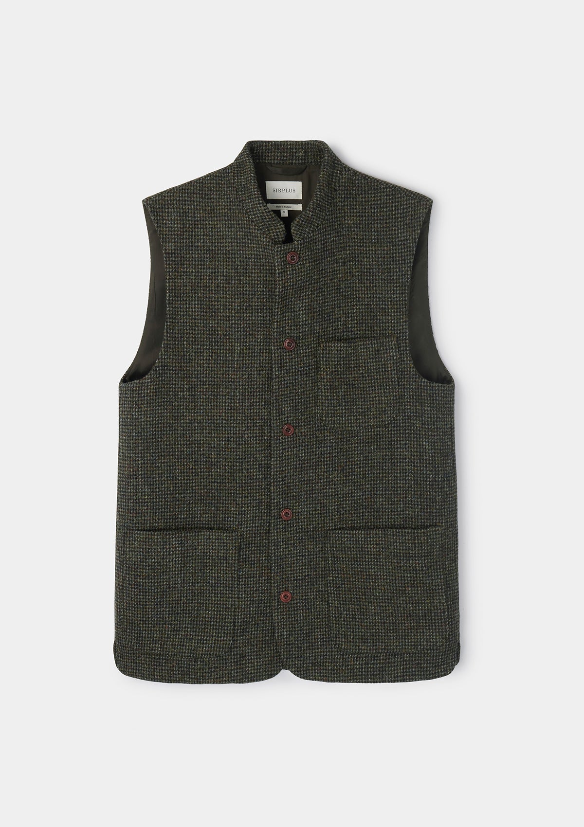 Green Harris Tweed Nehru Waistcoat | SIRPLUS