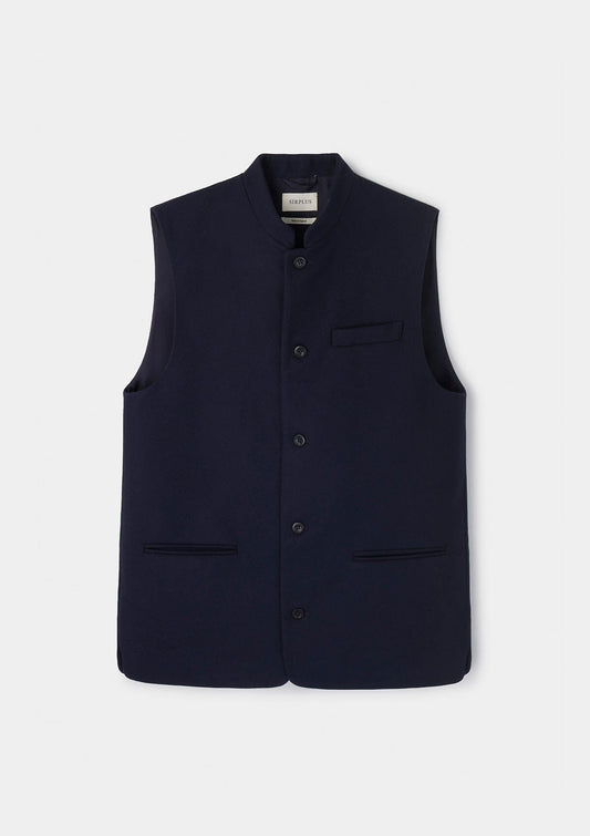 Navy Cashmere Nehru Waistcoat, Nehru Waistcoats - SIRPLUS