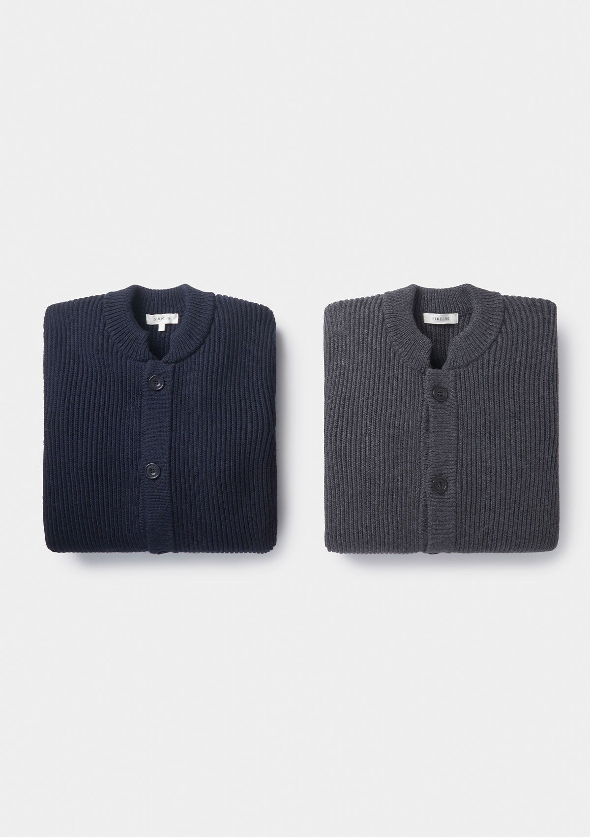 Charcoal Merino Nehru Cardigan, Knitwear - SIRPLUS