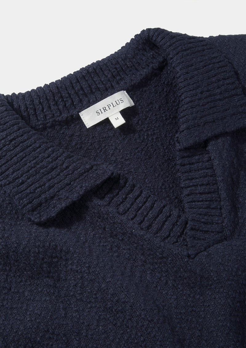 Navy Boucl√© Knit Resort Polo, Polo Shirts - SIRPLUS