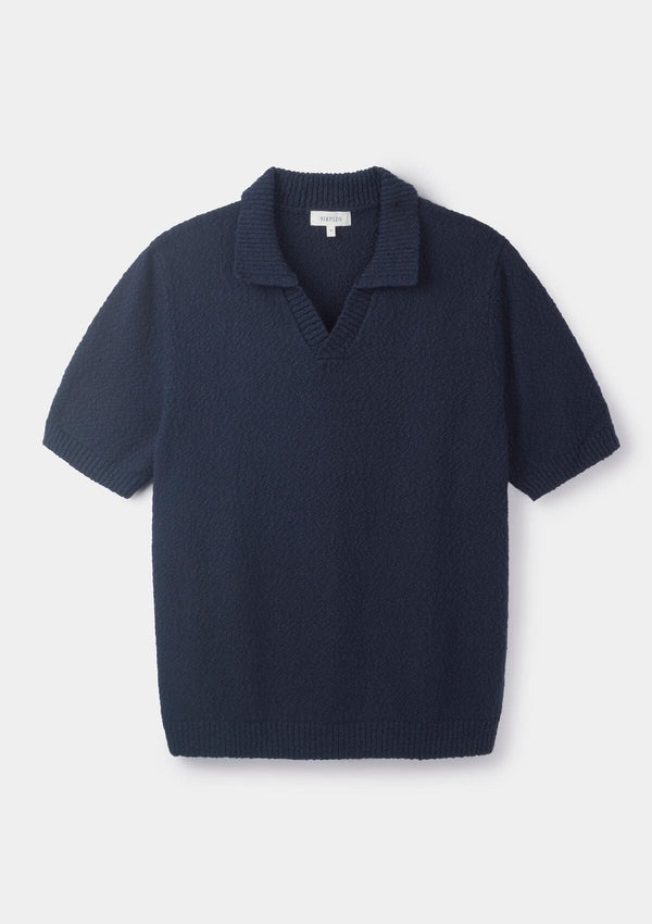 Navy Boucl√© Knit Resort Polo, Polo Shirts - SIRPLUS