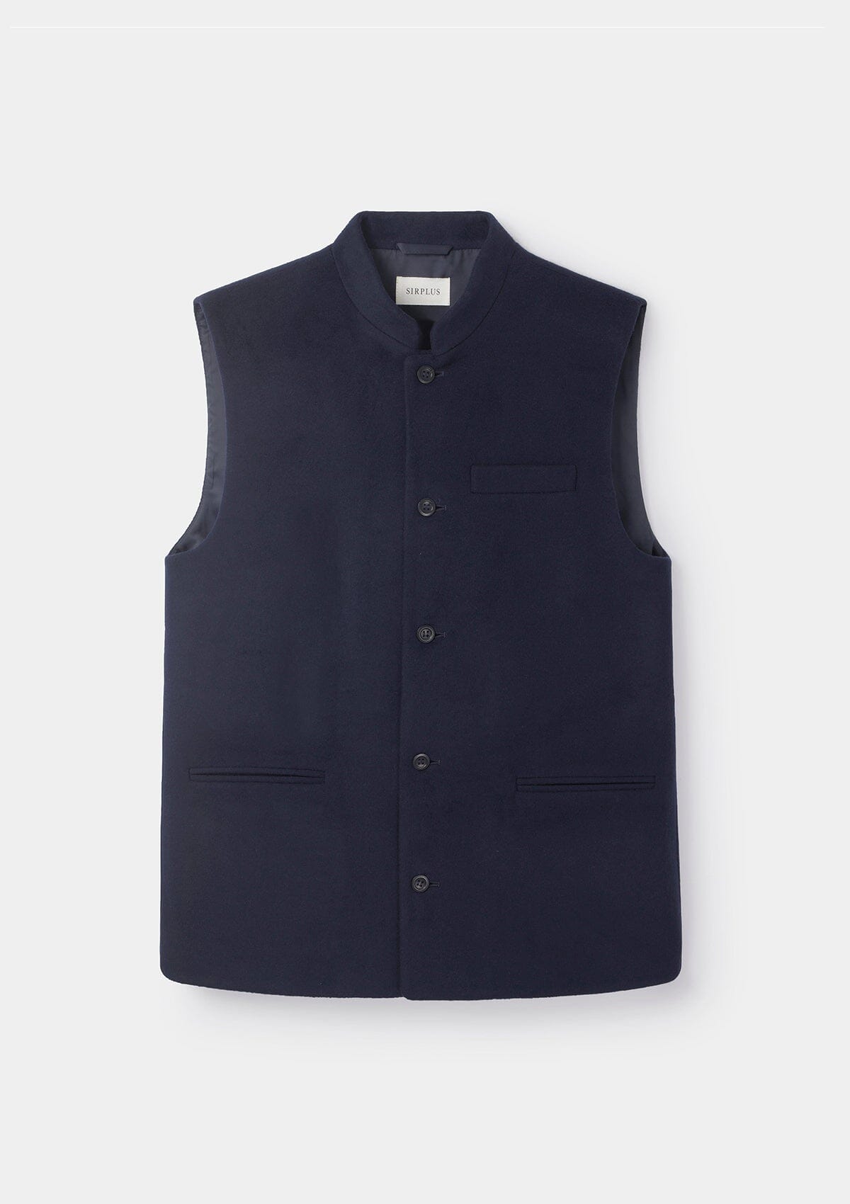 Navy Classic Wool Cashmere Nehru Waistcoat, Nehru Waistcoats - SIRPLUS