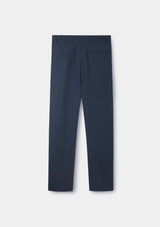Navy Cotton Linen Pleated Trousers, Casual Trousers - SIRPLUS