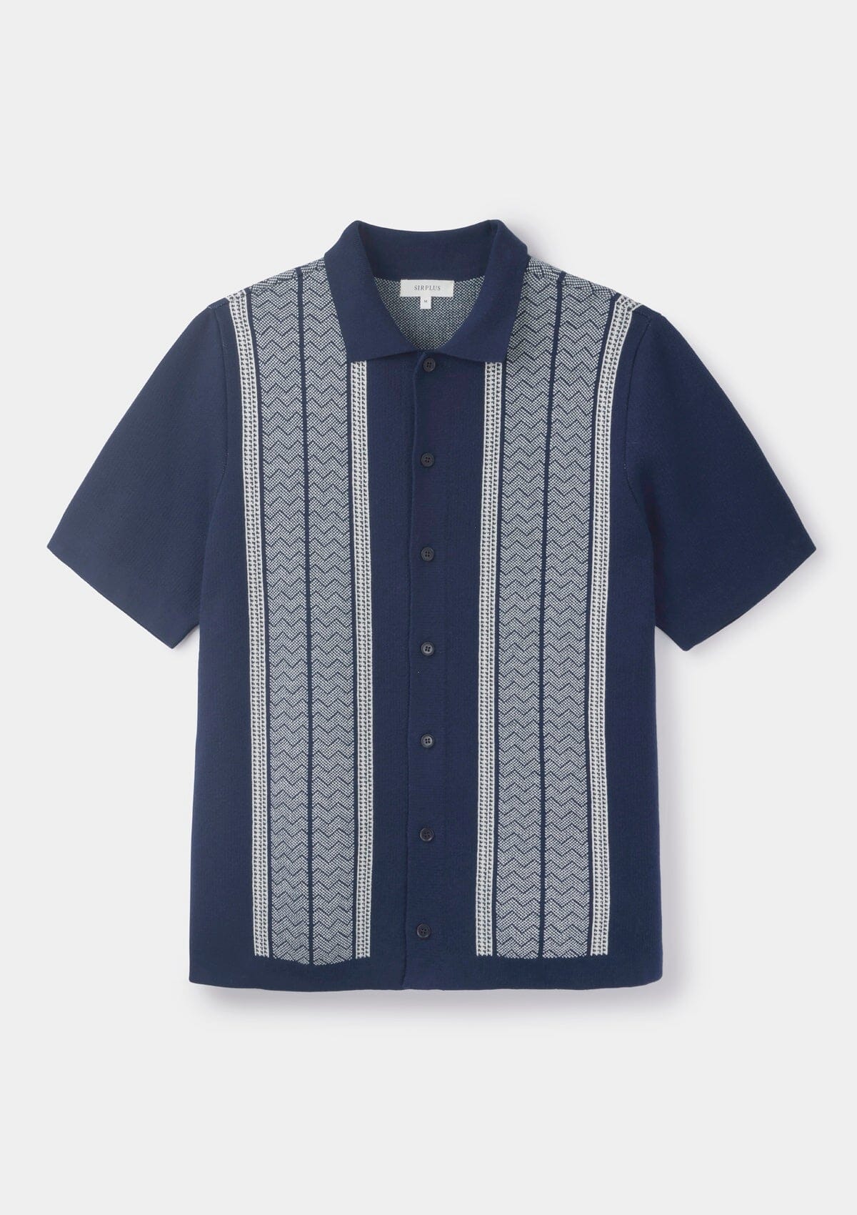 Navy Jacquard-Knit Polo, Polo Shirts - SIRPLUS