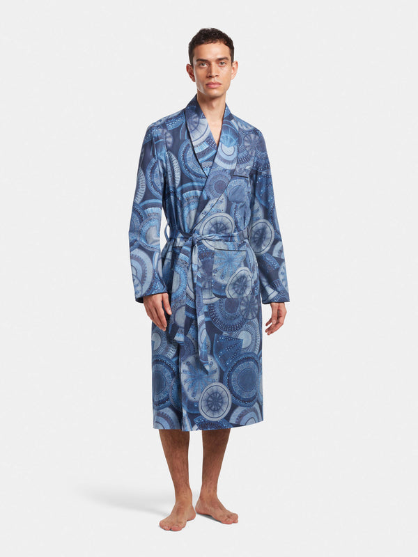 Navy Microscopic Flora Dressing Gown - Made with Liberty Fabric, Dressing Gowns - SIRPLUS