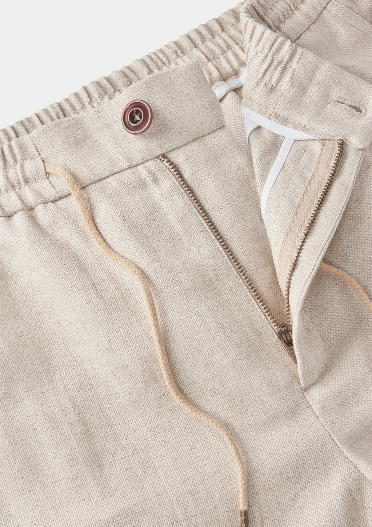 Sand Cotton Linen Drawstring Trousers, Casual Trousers - SIRPLUS