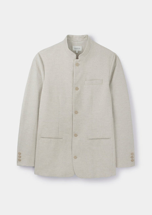 Sand Cotton Linen Nehru Jacket, Nehru Jackets - SIRPLUS