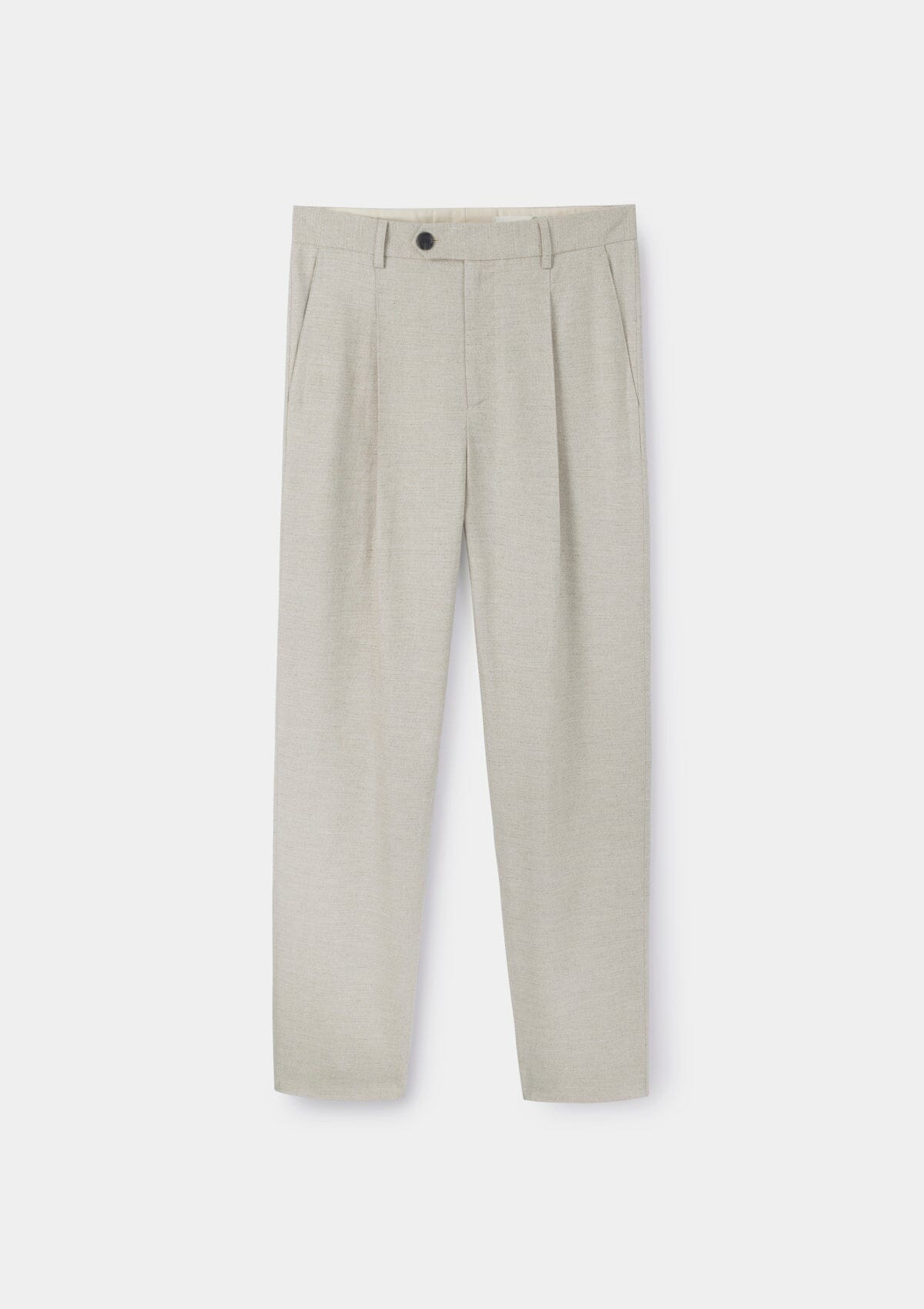 Sand Cotton Linen Pleated Trousers, Casual Trousers - SIRPLUS