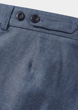 Steel Blue Twill Pleated Trousers, Casual Trousers - SIRPLUS