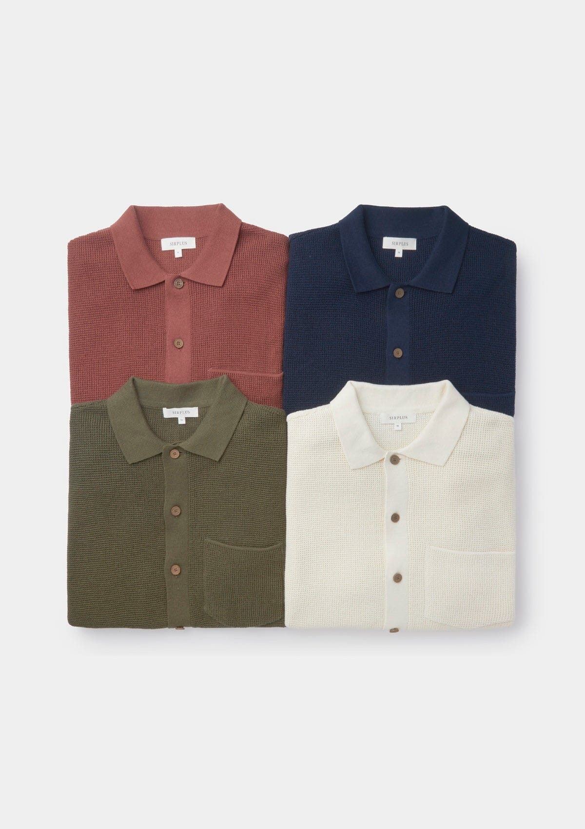 Navy Waffle Knit Polo, Polo Shirts - SIRPLUS