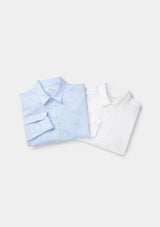 White Cotton Linen Collared Shirt, Collar Shirt - SIRPLUS