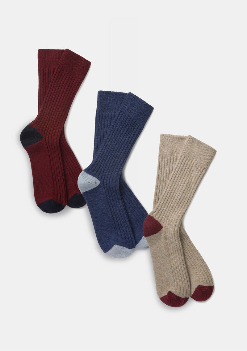 Burgundy Wool Cashmere Socks, Socks - SIRPLUS