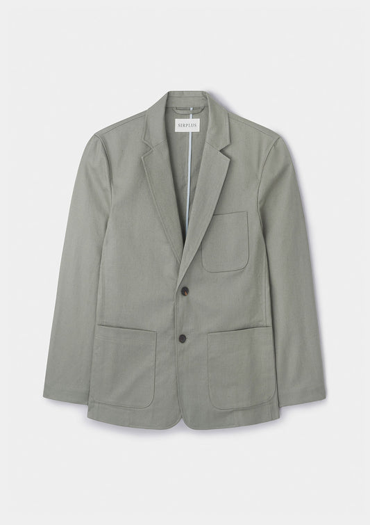 Sage Green Cotton Linen Blazer, Unlined Blazers - SIRPLUS