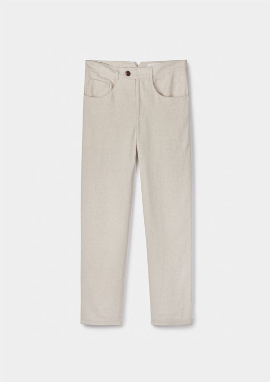 Sand Cotton Linen Casual Trousers, Casual Trousers - SIRPLUS