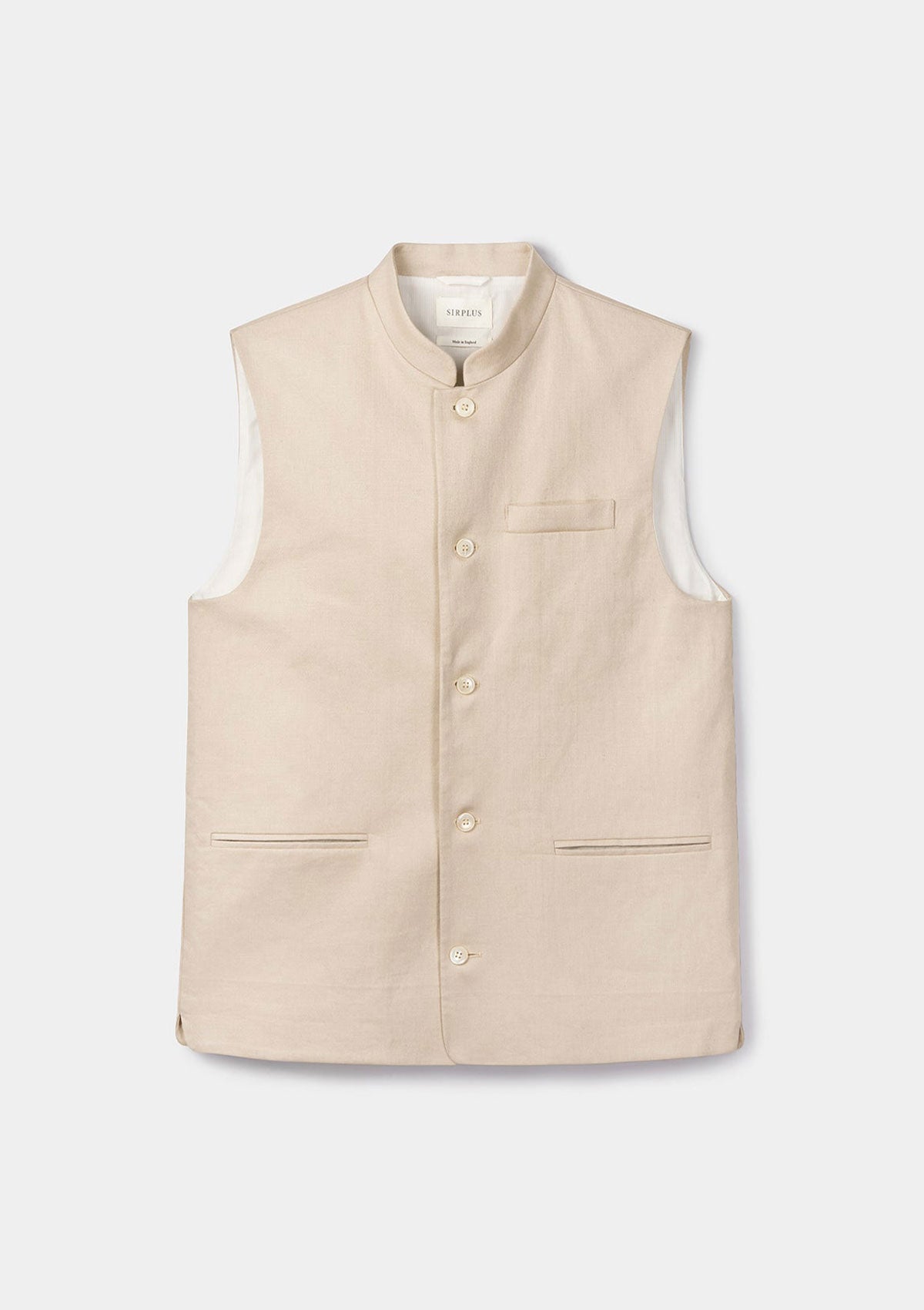 Sand Cotton Linen Nehru Waistcoat, Nehru Waistcoats - SIRPLUS