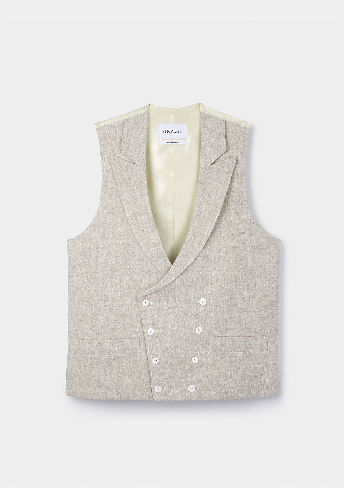 Sand Peak Lapel Double Breasted Waistcoat, Double Breasted Waistcoats - SIRPLUS