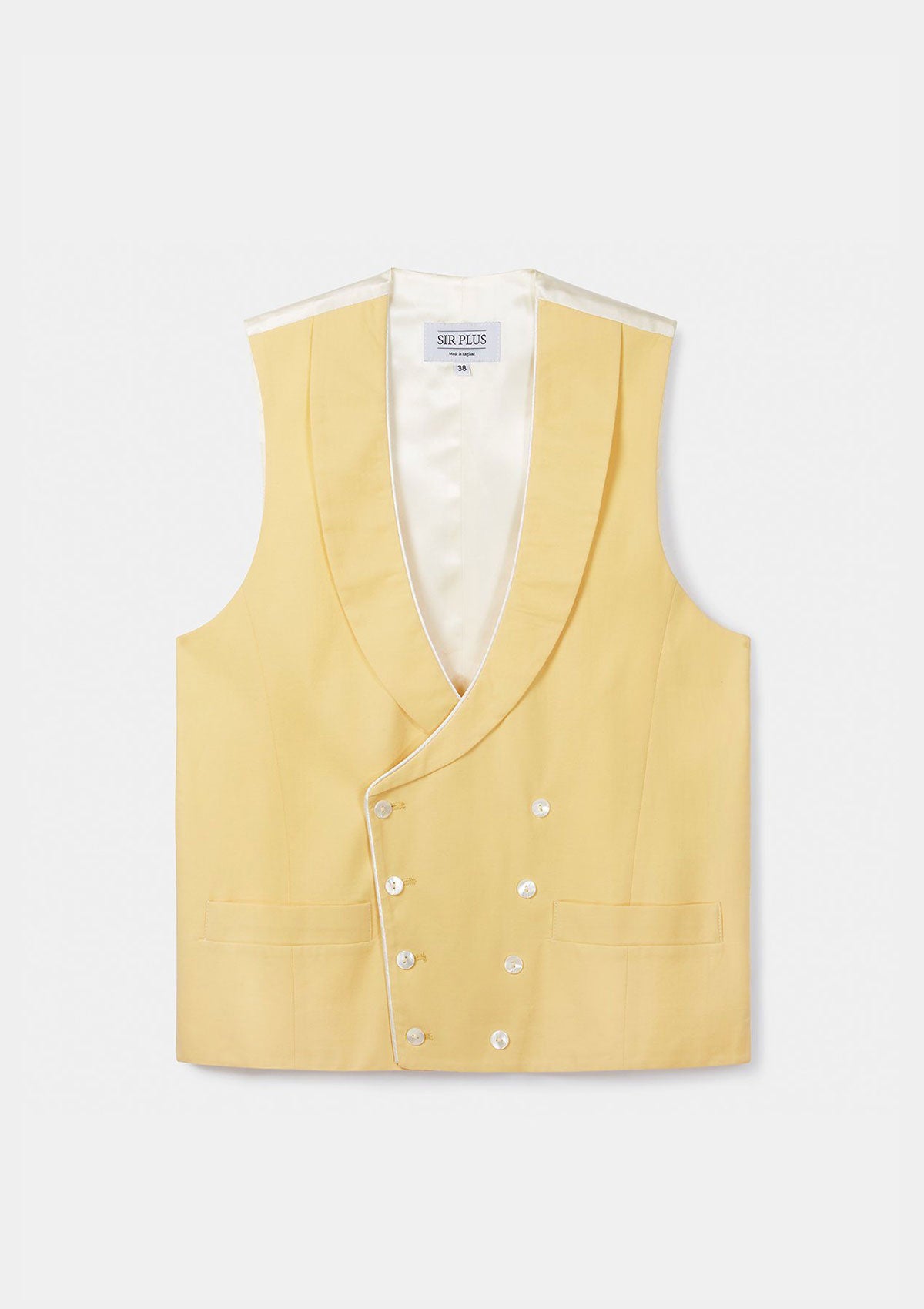 Yellow Shawl Lapel Double Breasted Waistcoat, Double Breasted Waistcoats - SIRPLUS